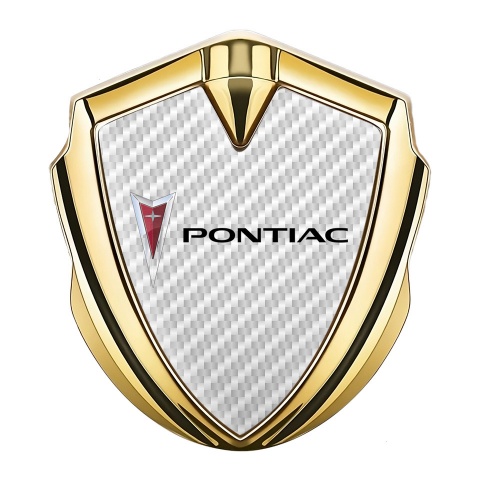 Pontiac Emblem Badge Self Adhesive Gold White Carbon Classic Logo Motif