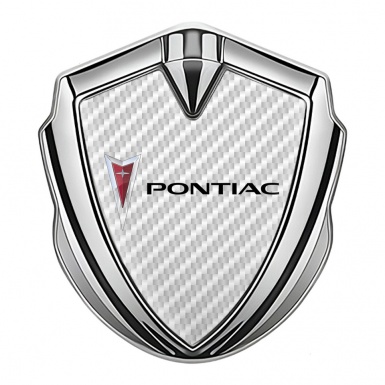 Pontiac Emblem Badge Self Adhesive Silver White Carbon Classic Logo Motif