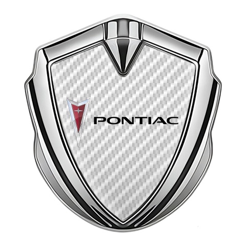 Pontiac Emblem Badge Self Adhesive Silver White Carbon Classic Logo Motif