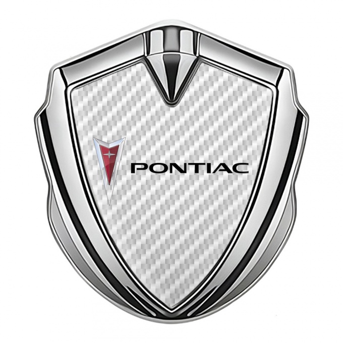 Pontiac Emblem Badge Self Adhesive Silver White Carbon Classic Logo Motif