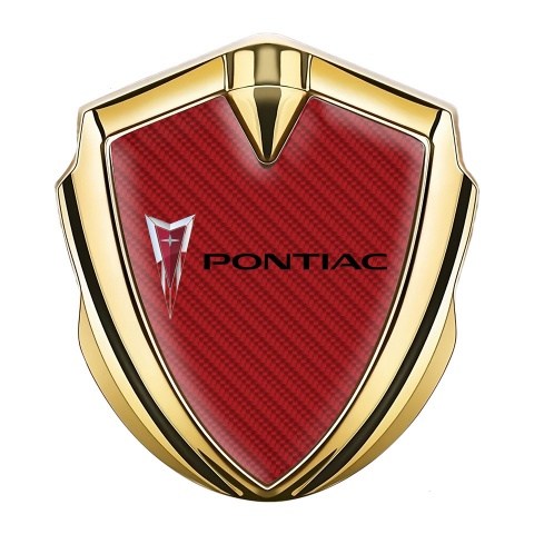 Pontiac Silicon Emblem Badge Gold Red Carbon Classic Logo Motif