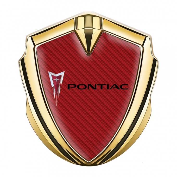 Pontiac Silicon Emblem Badge Gold Red Carbon Classic Logo Motif