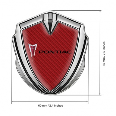 Pontiac Silicon Emblem Badge Silver Red Carbon Classic Logo Motif