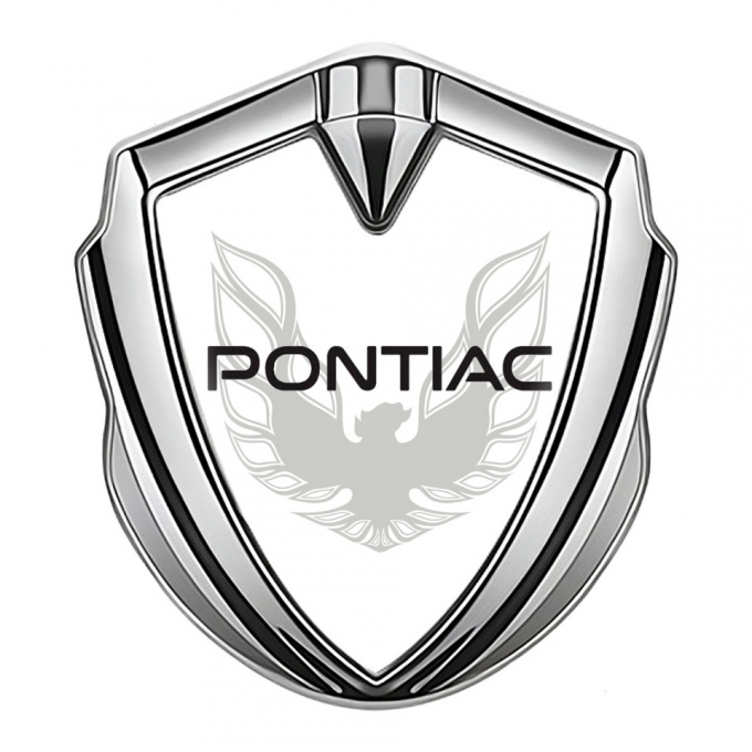 Pontiac Firebird Emblem Car Badge Silver White Print Solid Logo Design