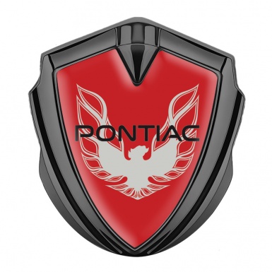 Pontiac Firebird Emblem Silicon Badge Graphite Red Print Solid Grey Logo