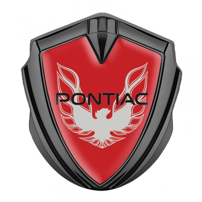 Pontiac Firebird Emblem Silicon Badge Graphite Red Print Solid Grey Logo