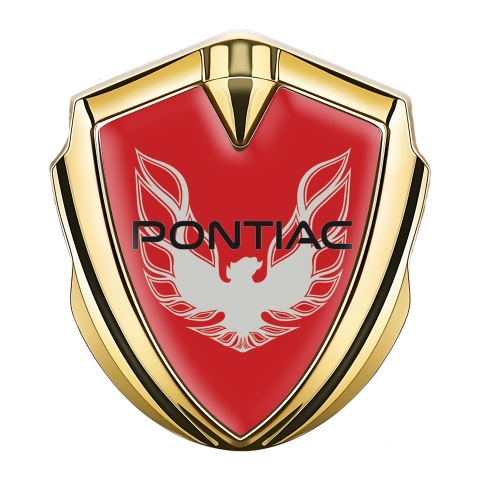 Pontiac Firebird Emblem Silicon Badge Gold Red Print Solid Grey Logo