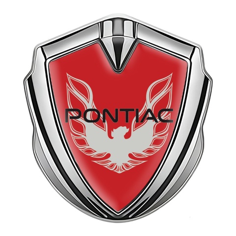 Pontiac Firebird Emblem Silicon Badge Silver Red Print Solid Grey Logo
