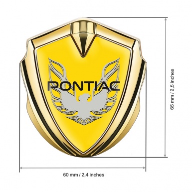 Pontiac Firebird Metal Domed Emblem Gold Yellow Print Solid Grey Logo