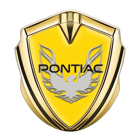 Pontiac Firebird Metal Domed Emblem Gold Yellow Print Solid Grey Logo