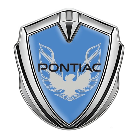 Pontiac Firebird Badge Self Adhesive Silver Blue Print Solid Grey Logo