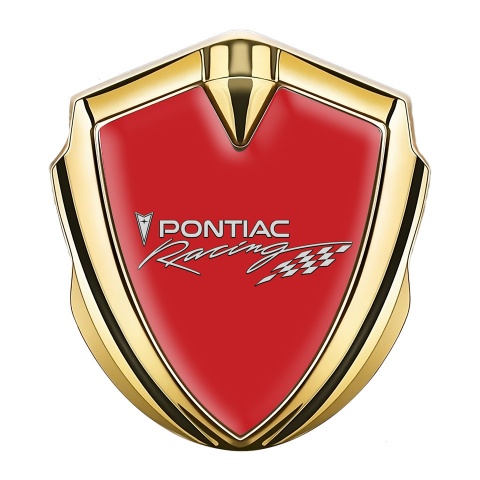 Pontiac Metal Emblem Badge Gold Crimson Base Racing Logo Design
