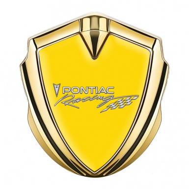 Pontiac Domed Emblem Badge Gold Yellow Fill Racing Logo Motif