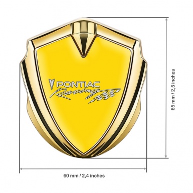 Pontiac Domed Emblem Badge Gold Yellow Fill Racing Logo Motif