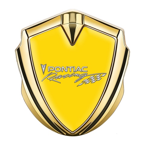 Pontiac Domed Emblem Badge Gold Yellow Fill Racing Logo Motif