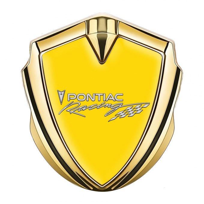 Pontiac Domed Emblem Badge Gold Yellow Fill Racing Logo Motif
