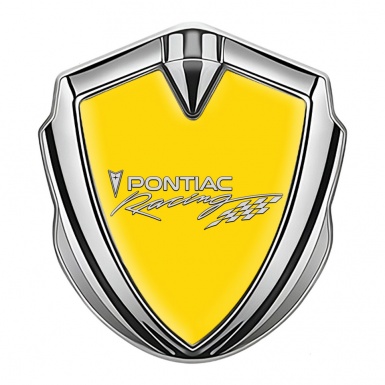 Pontiac Domed Emblem Badge Silver Yellow Fill Racing Logo Motif