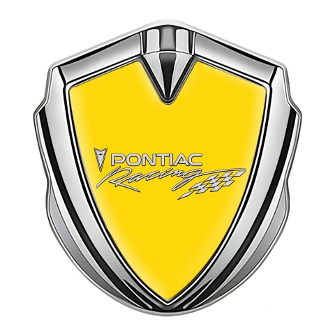 Pontiac Domed Emblem Badge Silver Yellow Fill Racing Logo Motif