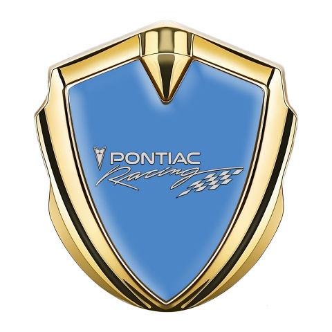 Pontiac Emblem Ornament Gold Glacial Blue Racing Logo Edition