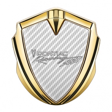 Pontiac 3d Emblem Badge Gold White Carbon Racing Logo Edition