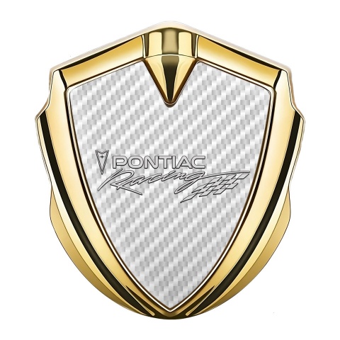 Pontiac 3d Emblem Badge Gold White Carbon Racing Logo Edition