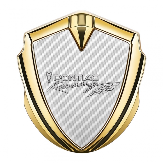 Pontiac 3d Emblem Badge Gold White Carbon Racing Logo Edition