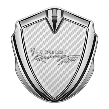 Pontiac 3d Emblem Badge Silver White Carbon Racing Logo Edition