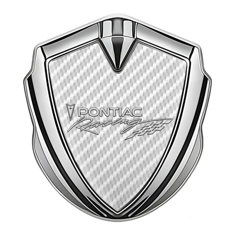 Pontiac 3d Emblem Badge Silver White Carbon Racing Logo Edition