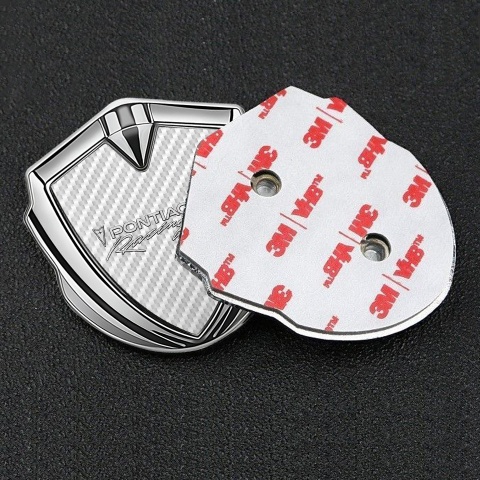 Pontiac 3d Emblem Badge Silver White Carbon Racing Logo Edition