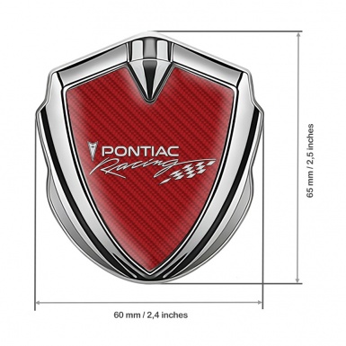 Pontiac Silicon Emblem Badge Silver Red Carbon Racing Logo Edition