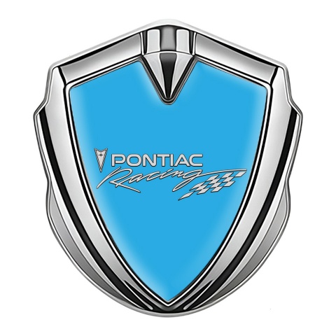 Pontiac Emblem Silicon Badge Silver Blue Base Racing Logo Edition
