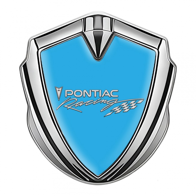 Pontiac Emblem Silicon Badge Silver Blue Base Racing Logo Edition