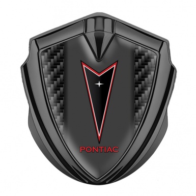 Pontiac Metal Domed Emblem Graphite Black Carbon Red Outline Logo