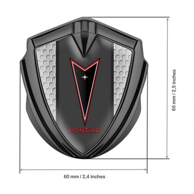 Pontiac Emblem Fender Badge Graphite Grey Honeycomb Red Outline Logo