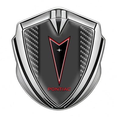 Pontiac Emblem Trunk Badge Silver Dark Carbon Red Outline Logo