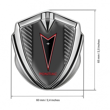 Pontiac Emblem Trunk Badge Silver Dark Carbon Red Outline Logo