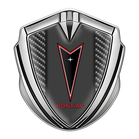 Pontiac Emblem Trunk Badge Silver Dark Carbon Red Outline Logo