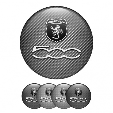 Fiat Abarth 500 Domed Stickers Wheel Center Cap Carbon Line