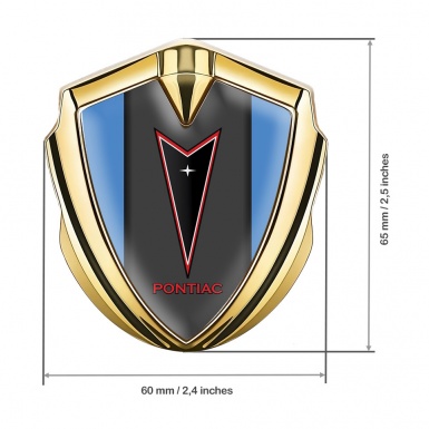 Pontiac Metal Emblem Badge Gold Glacial Blue Red Outline Edition