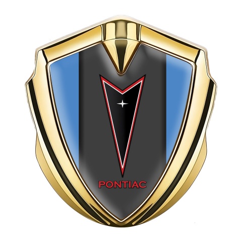 Pontiac Metal Emblem Badge Gold Glacial Blue Red Outline Edition