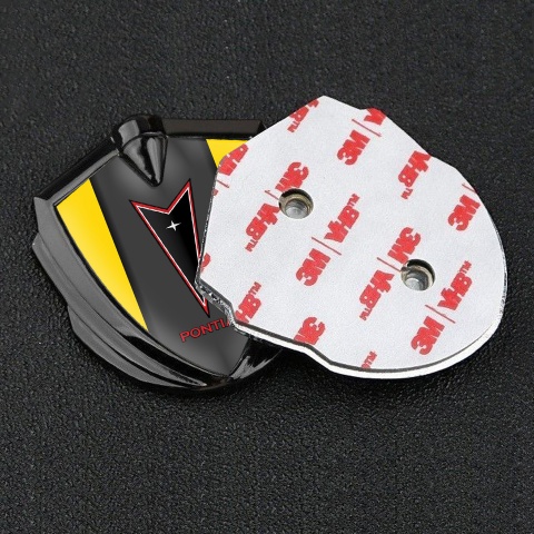 Pontiac Bodyside Domed Emblem Graphite Yellow Frame Red Outline Edition