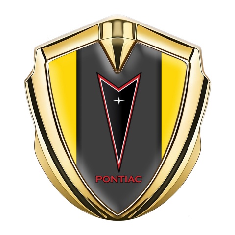 Pontiac Bodyside Domed Emblem Gold Yellow Frame Red Outline Edition