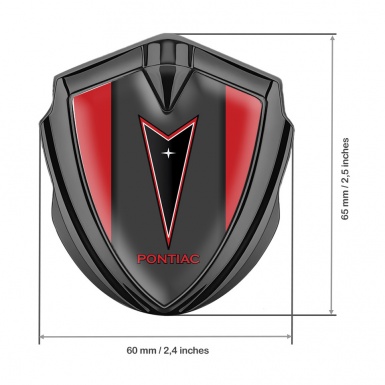 Pontiac Emblem Metal Badge Graphite Crimson Frame Red Outline Edition