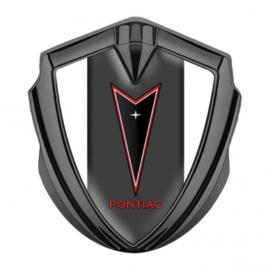 Pontiac Silicon Emblem Badge Graphite White Frame Red Outline Edition