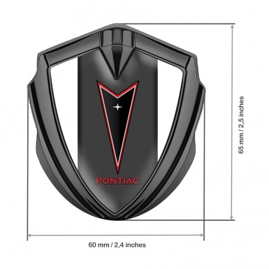 Pontiac Silicon Emblem Badge Graphite White Frame Red Outline Edition