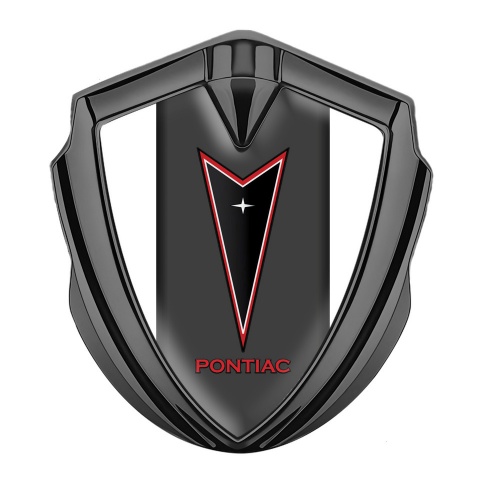 Pontiac Silicon Emblem Badge Graphite White Frame Red Outline Edition