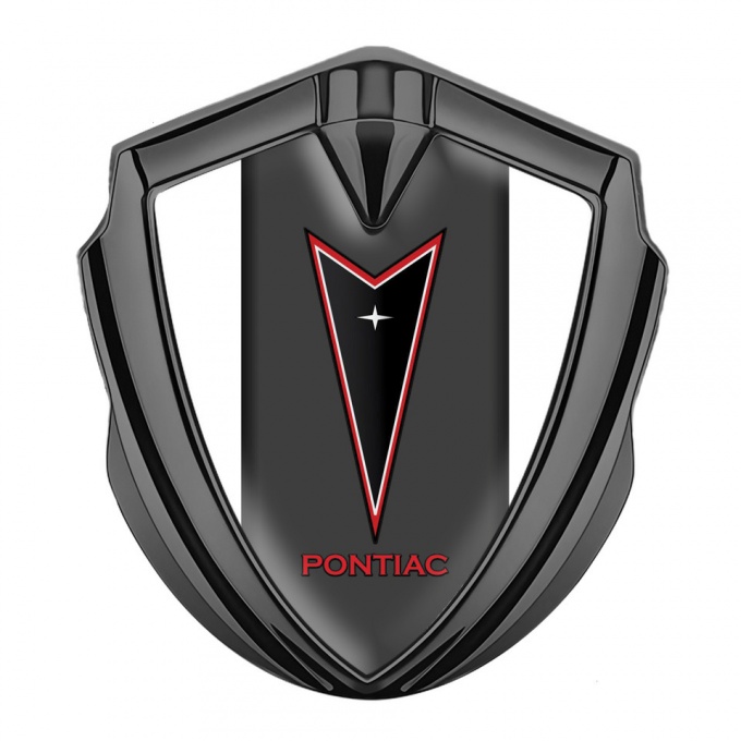 Pontiac Silicon Emblem Badge Graphite White Frame Red Outline Edition
