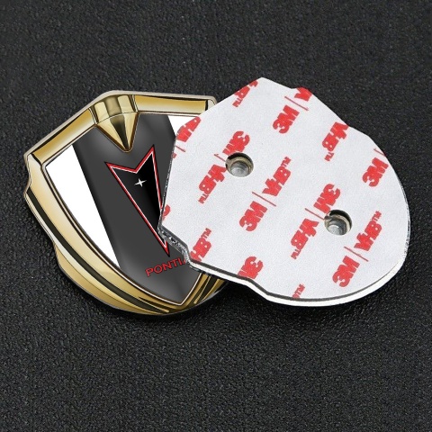 Pontiac Silicon Emblem Badge Gold White Frame Red Outline Edition