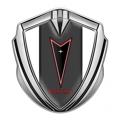 Pontiac Silicon Emblem Badge Silver White Frame Red Outline Edition