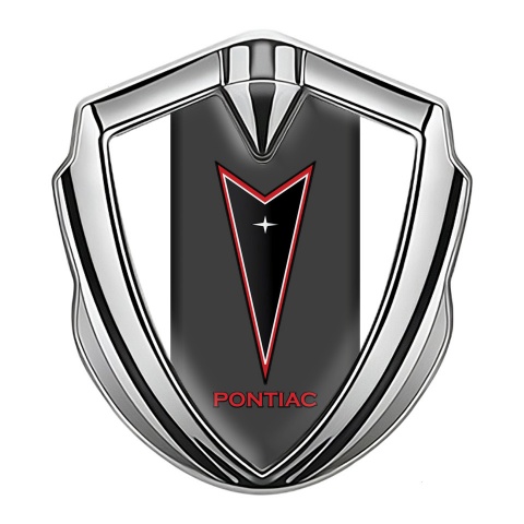 Pontiac Silicon Emblem Badge Silver White Frame Red Outline Edition